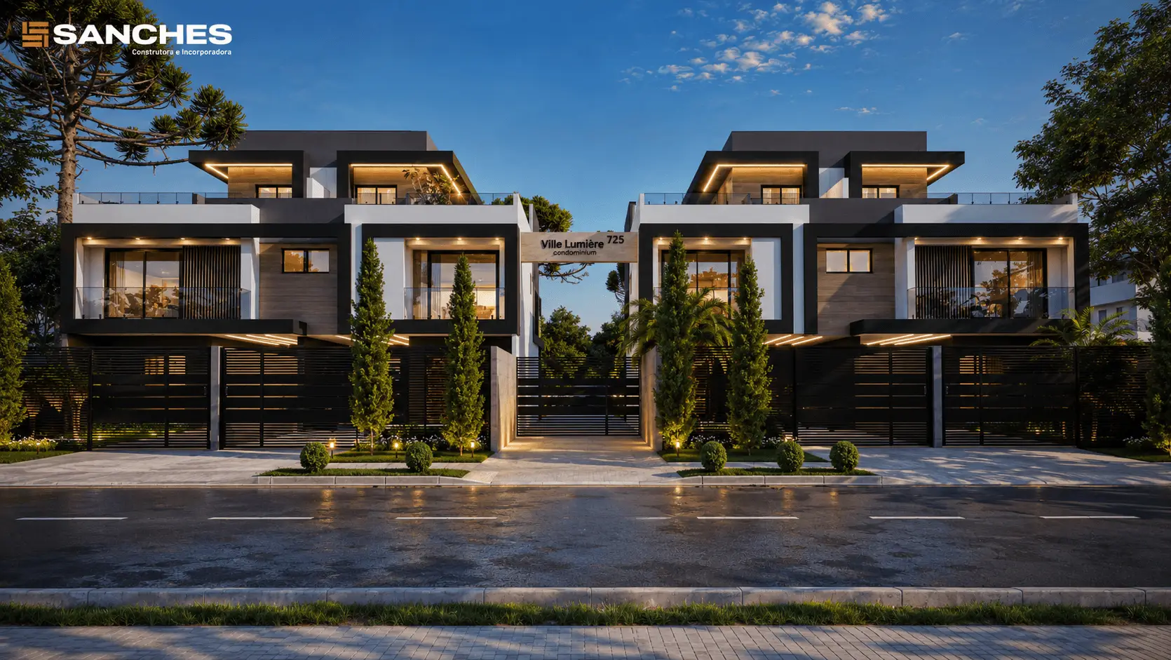 Ville Lumière Condominium em Curitiba com sobrados exclusivos e arquitetura contemporânea